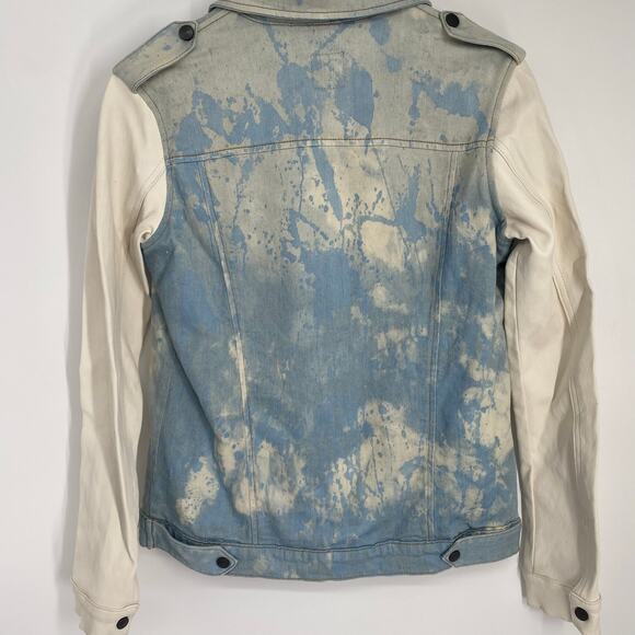 Joes Jacket Women’s Small Leather Sleeves Jean Easy Rider Denim Acid Wash - Picture 5 of 11